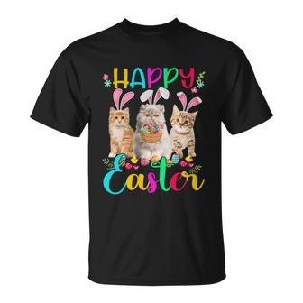 Happy Easter Three Cat Wearing Bunny Funny Gift Ear Bunny Cat Lover Gift Unisex T-Shirt - Monsterry CA