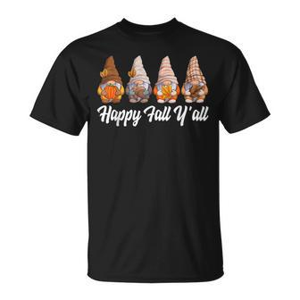 Happy Fall Yall Gnome Pumpkin Funny Autumn Gnomes Unisex T-Shirt - Seseable