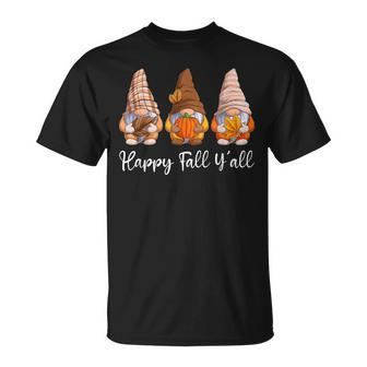 Happy Fall Yall Gnome Pumpkin Funny Autumn Gnomes Unisex T-Shirt - Seseable