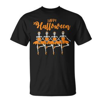 Happy Halloween Dancing Ballet Skeleton Ballerina Funny Idea Unisex T-Shirt - Seseable