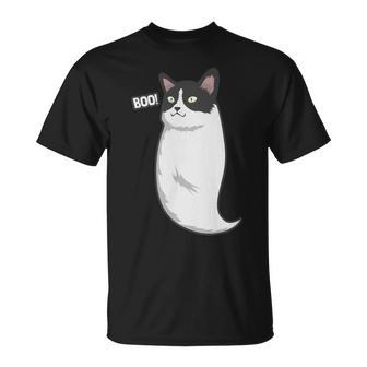 Happy Halloween Ghost Cat Funny Vintage Cat Lovers Costume Men Women T-shirt Graphic Print Casual Unisex Tee - Thegiftio UK