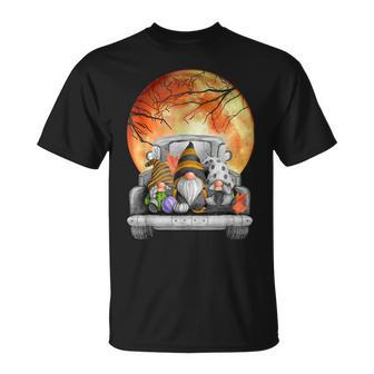 Harvest Fall Halloween Moon Gnomes Truck Bed Goth Cute Spook Unisex T-Shirt - Seseable