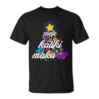 Hawaiian Mele Kaliki Maka Christmas Tree Unisex T-Shirt - Monsterry UK