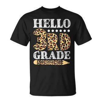 Hello 3Rd Grade Third Grade Leopard Back To School Teacher T-shirt - Thegiftio UK