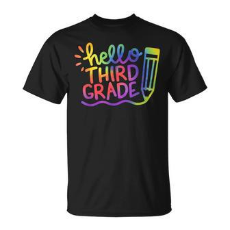 Hello 3Rd Grade Third Grade Teacher Tie Dye Back To School T-shirt - Thegiftio UK