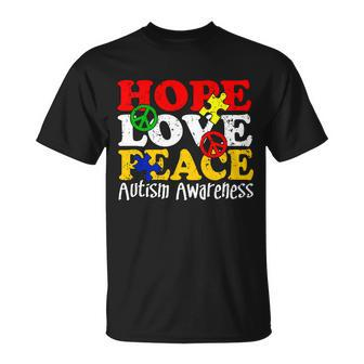 Hope Love Peace Autism Unisex T-Shirt - Monsterry UK