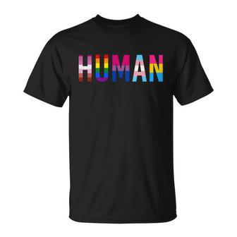 Human Lgbt Flag Gay Pride Month Transgender Rainbow Lesbian Gift Tshirt Unisex T-Shirt - Monsterry