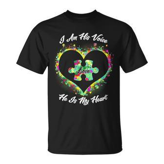 I Am His Voice He Is My Heart- Autism Awareness Tshirt Unisex T-Shirt - Monsterry