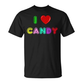 I Love Candy Halloween Colorful Sweets Sweet Tooth Unisex T-Shirt - Seseable