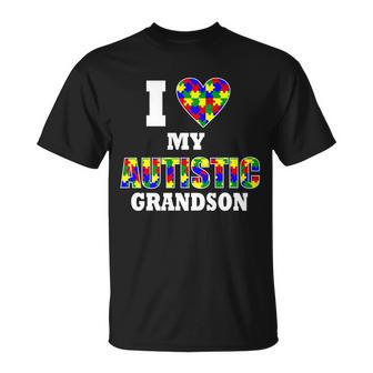 I Love My Autistic Grandson Autism Tshirt Unisex T-Shirt - Monsterry AU