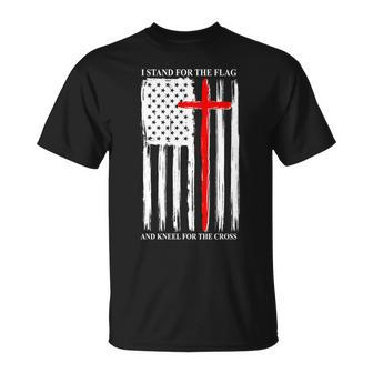 I Stand For The Flag And Kneel For The Cross Flag Unisex T-Shirt - Monsterry DE