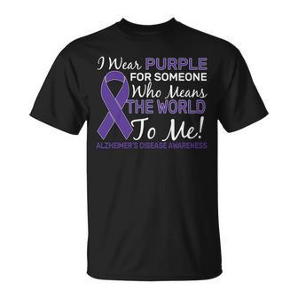 I Wear Purple Alzheimers Disease Awareness Tshirt Unisex T-Shirt - Monsterry