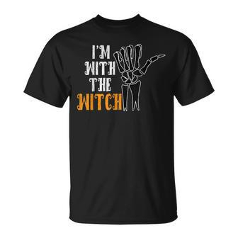 Im With The Witch Funny Couples Husband Halloween Costume Unisex T-Shirt - Seseable