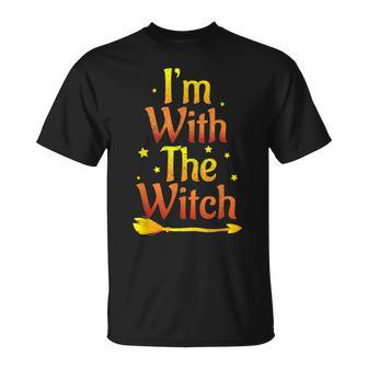 Im With The Witch Halloween Couple Matching Costume Unisex T-Shirt - Seseable