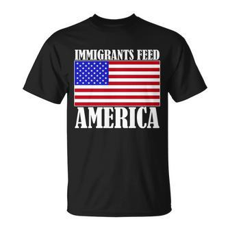 Immigrants Feed America Us Flag Unisex T-Shirt - Monsterry