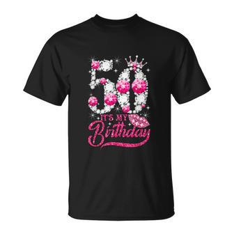 Its My 50Th Birthday Queen 50 Years Old Shoes Crown Diamond T-Shirt - Thegiftio UK