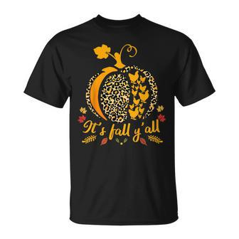 Its Fall Yall Chicken Leopard Print Pumpkin Fall T-shirt - Thegiftio UK