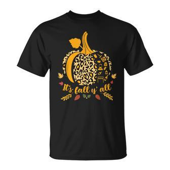 It’S Fall Y’All Leopard Print Pumpkin Bartender Halloween Unisex T-Shirt - Seseable