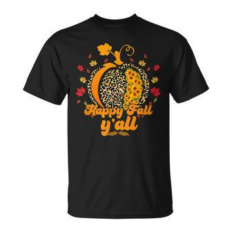 Its Fall Yall Leopard Print Pumpkin Sunflower Halloween Fall T-shirt - Thegiftio UK