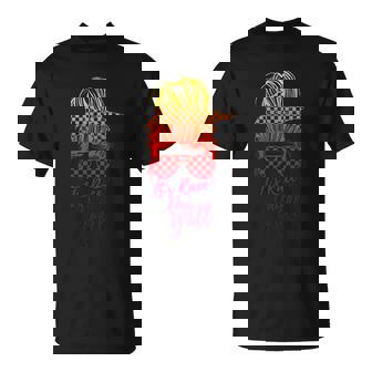 Its Race Day Yall Checkered Flag Racing Messy Bun T-shirt - Thegiftio