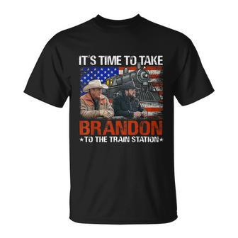 Its Time To Take Brandon To The Train Station America Flag Tshirt Unisex T-Shirt - Monsterry UK