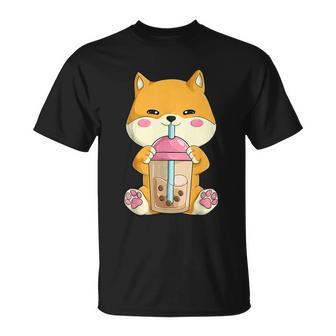 Japanese Shiba Inu Shirts Womenn Girls Kawaii Bubble Boba Tea Unisex T-Shirt - Monsterry DE
