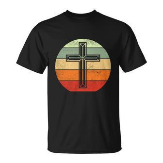 Jesus Retro Cross Christ God Faith Religious Funny Christian Unisex T-Shirt - Monsterry