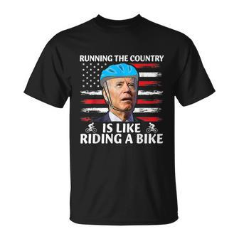 Joe Biden Falling Off Bike Running The Country Is Like Riding A Bike V4 Unisex T-Shirt - Monsterry AU