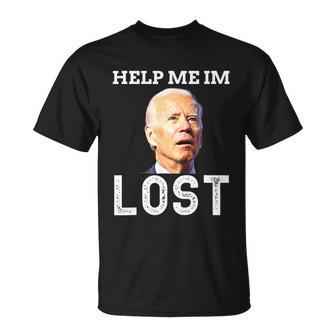 Joe Biden Is An Idiot Help Me Im Lost Anti Biden Meme T-shirt - Thegiftio UK