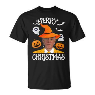 Joe Biden Merry Christmas Halloween Jokes Pumpkin Ghost T-shirt - Thegiftio UK