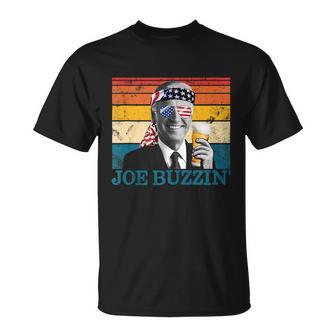 Joe Buzzin 4Th Of July Retro Drinking President Joe Biden Unisex T-Shirt - Monsterry DE