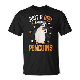 Just A Boy Who Loves Penguins Kids Boys Penguin Lover Unisex T-Shirt - Seseable