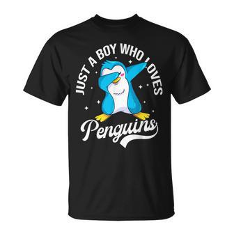 Just A Boy Who Loves Penguins Lover Kids Boys Penguin Unisex T-Shirt - Seseable
