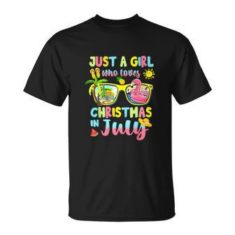 Just A Girl Who Loves Christmas In July Summer Lover Unisex T-Shirt - Monsterry