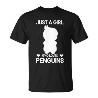 Just A Girl Who Loves Penguins Gentoo Adelie Penguin Lovers Funny Gift Unisex T-Shirt - Monsterry