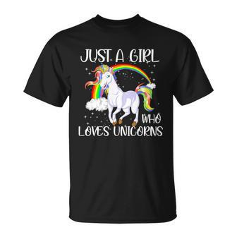 Just A Girl Who Loves Unicornsjust A Girl Who Loves Unicorns Unisex T-Shirt - Monsterry UK