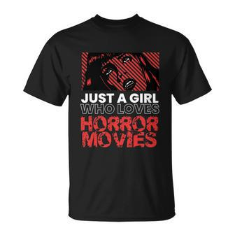 Just A Girl Horror Movies Halloween Costume Horror Movie T-Shirt - Thegiftio UK