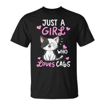 Just A Girl Who Loves Cats Cute Cat Lover T-shirt - Thegiftio UK