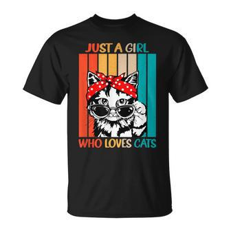 Just A Girl Who Loves Cats Retro Vintage Cat Lover T-shirt - Thegiftio