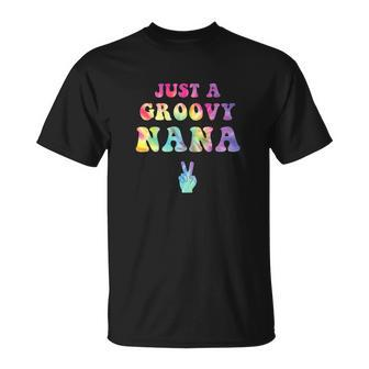 Just A Groovy Nana Tie Dye Hippie Mom Peace Sign T-shirt - Thegiftio UK