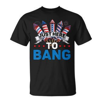 Just Here To Bang 4Th Of July Funny Firework Fourth July Unisex T-Shirt - Seseable