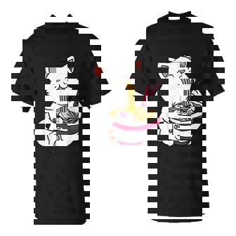 Kawaii Cat Eating Ramen Noodles Japanese Food Anime T-Shirt - Thegiftio