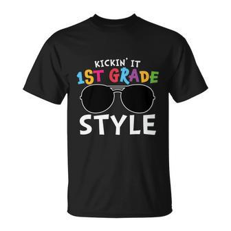 Kickin It 1St Grade Glassess Back To School First Day Of School Unisex T-Shirt - Monsterry