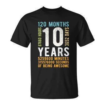 Kids 10Th Birthday Gift 10 Years Old Vintage Retro 120 Months Unisex T-Shirt - Monsterry