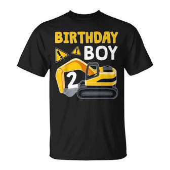 Kids 2 Years Old Boy 2Nd Birthday Gift Boy Toddler Excavator Unisex T-Shirt - Seseable