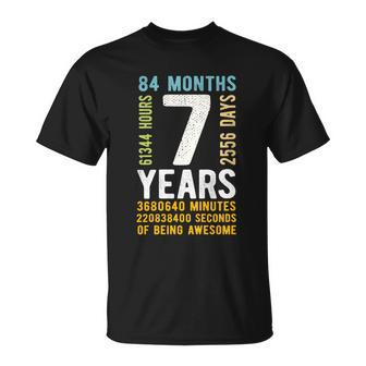 Kids 7Th Birthday Gift 7 Years Old Vintage Retro 84 Months Unisex T-Shirt - Monsterry