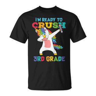 Kids Back To School 3Rd Grade Dabbing Unicorn Im Ready To Crush Unisex T-Shirt - Seseable