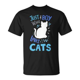 Kids Cat Just A Boy Who Loves Cats Gift For Cat Lovers Unisex T-Shirt - Seseable