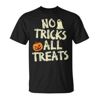Kids Halloween No Tricks All Treats Ghost Trick Or Treat Unisex T-Shirt - Seseable