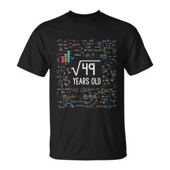 Kids Square Root Of 49 7Th Birthday 7 Year Old Funny Gift Math Bday Cool Gift Unisex T-Shirt - Monsterry